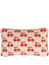 La Doublej Cherry-embroidered Cushion In White