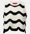 La Doublej Chevron Cotton Crochet Crop Top In White