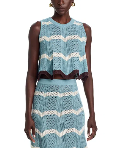 La Doublej Chevron Cotton Top In Blue