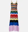 La Doublej Striped Crocheted Cotton Maxi Dress In Multi