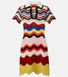 La Doublej Wave-pattern Collared Mini Dress