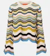La Doublej Chevron-pattern Cropped Sweater In Multi