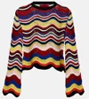La Doublej Wave-pattern Bell-sleeve Sweater