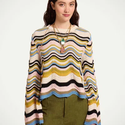 La Doublej Chevron Crop Sweater In Multi