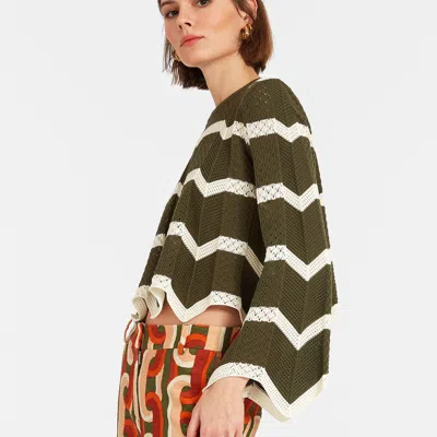 La Doublej Chevron Crop Sweater In Solid Camouflage