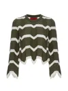 La Doublej Chevron Crop Sweater In Green