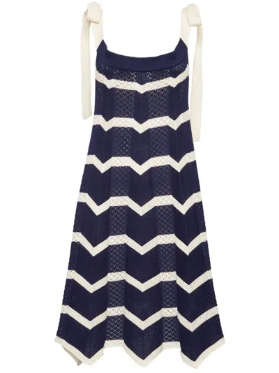 La Doublej Chevron Knitted Dress In Blue