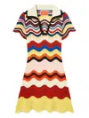 La Doublej Wave-pattern Collared Mini Dress In Multi