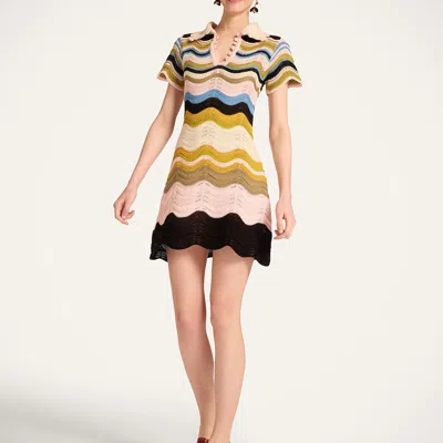 La Doublej Chevron Mini Dress In Pink