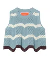 La Doublej Scalloped Striped Pointelle-knit Cotton Tank In Blue