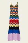 La Doublej Striped Crocheted Cotton Maxi Dress In Multi