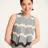 La Doublej Scalloped Striped Pointelle-knit Cotton Tank In Gray