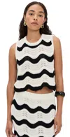 La Doublej Chevron Cotton Crochet Crop Top
