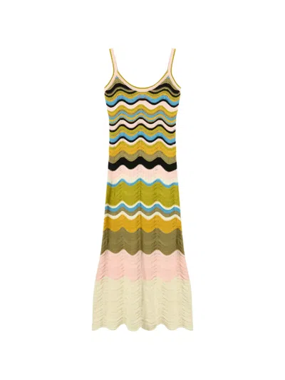 La Doublej Chevron-knit Sundress In Multi