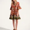 La Doublej Floral-print Ruffled Dress In Brown