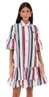 La Doublej Choux Ruffled Striped Cotton-blend Mini Dress In Stripes Jacquard