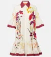 La Doublej Choux Floral Cotton Poplin Shirt Dress In Corsage Placée Ivory