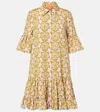La Doublej Choux Floral Cotton Poplin Shirt Dress In Multi