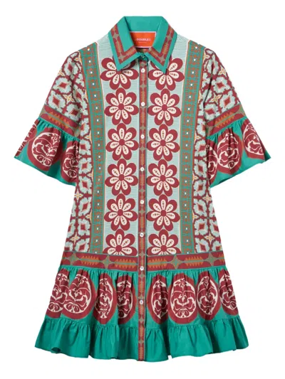 La Doublej Choux Floral-print Ruffled Mini Dress In Multi