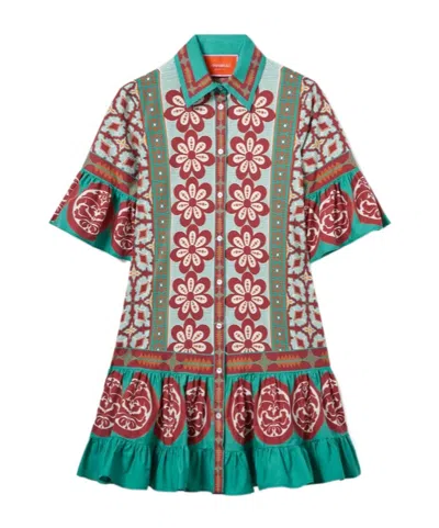 La Doublej Choux Floral-print Ruffled Mini Dress In Multi