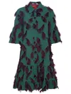 La Doublej Choux Fringe-detail Minidress In Green