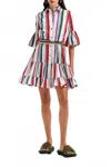 La Doublej Choux Ruffled Striped Cotton-blend Mini Dress In Multi