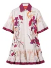 La Doublej Choux Floral Cotton Poplin Shirt Dress In White