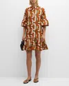 La Doublej Choux Cotton Mini Dress In Pastel Orange
