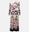 La Doublej Clingy Swing Printed Satin Midi Dress