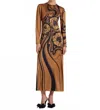 La Doublej Clingy Swing Satin Stretch Big Blooms Placee Dress In Brown