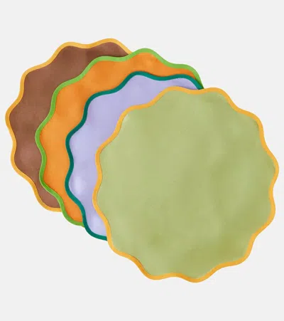 La Doublej Cloud Set Of 4 Linen Placemats In Multicoloured
