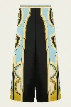La Doublej Club Printed Silk Twill Wide-leg Pants In Black