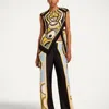 La Doublej Club Printed Silk Twill Wide-leg Pants In Multi