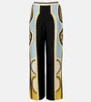 La Doublej Club Printed Silk Twill Wide-leg Pants In Multi