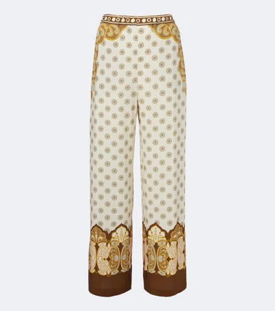 La Doublej Club Printed Wide-leg Pants In Neutral