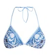 La Doublej Printed Bikini Top In Blue