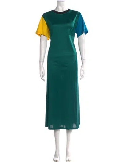 Pre-owned La Doublej Colorblock Pattern Long Dress In Green