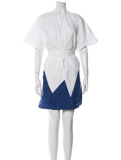 Pre-owned La Doublej Colorblock Pattern Mini Dress In White