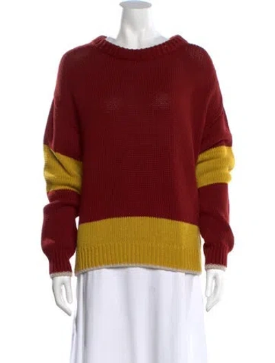 Pre-owned La Doublej Colorblock Pattern Scoop Neck Sweater In Burgundy