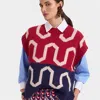 La Doublej Comber Weste In Burgundy & Blue