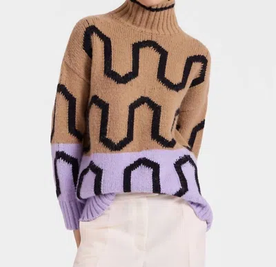 La Doublej Comber Print Turtleneck In Camel In Brown