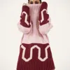 La Doublej Patterned Turtleneck Sweater In Pink