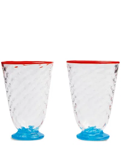 La Doublej Contrast-trim Quilted Glass (set Of Two) In Neutrals