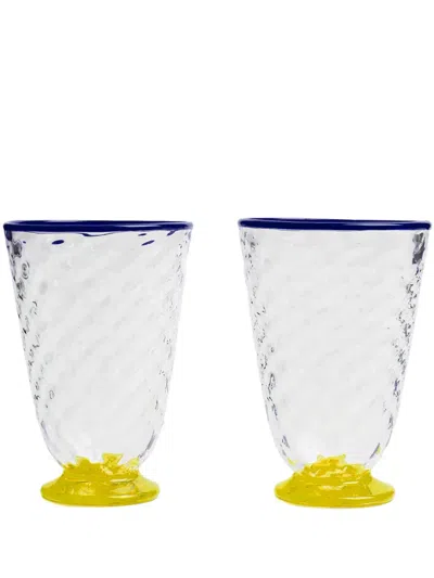 La Doublej Contrast-trim Quilted Glass (set Of Two) In Neutrals