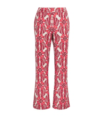 La Doublej La Double J Flared Trousers With Floral Pattern In Pink