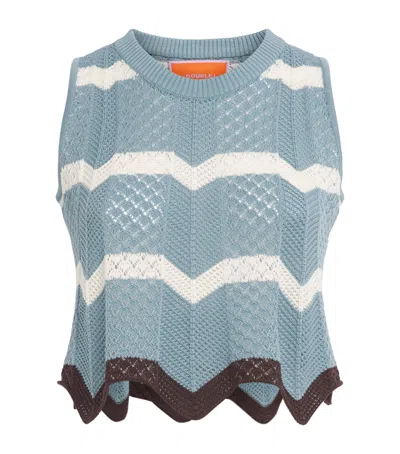 La Doublej Cotton Chevron Sweater In Blue
