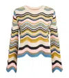 La Doublej Chevron-pattern Cropped Sweater In Multi
