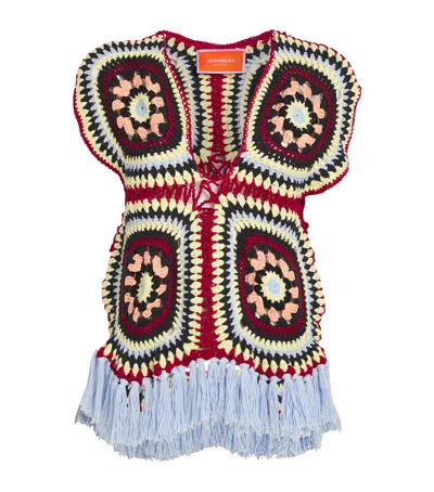 La Doublej Cotton Crocheted Sweater Vest In Blue