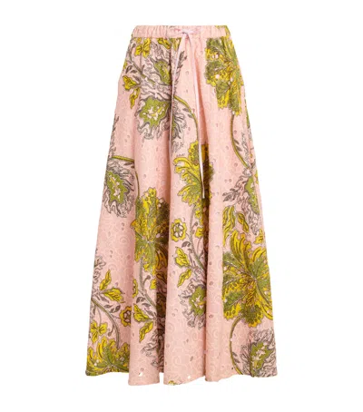 La Doublej Cotton Floral Midi Skirt