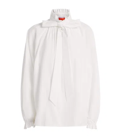 La Doublej Cotton High-neck Cerere Blouse In White